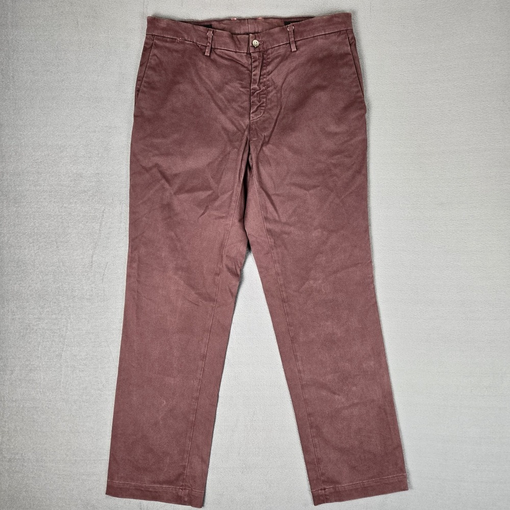 Masons Pants Mens 34x29 Maroon Craft Labor Chino Casual Stretch Flat Front Italy